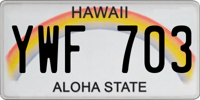 HI license plate YWF703