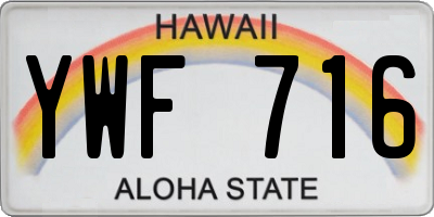 HI license plate YWF716