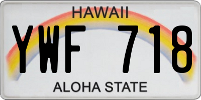 HI license plate YWF718