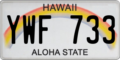 HI license plate YWF733