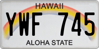 HI license plate YWF745