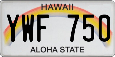 HI license plate YWF750