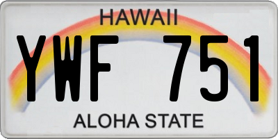 HI license plate YWF751