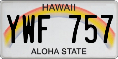 HI license plate YWF757