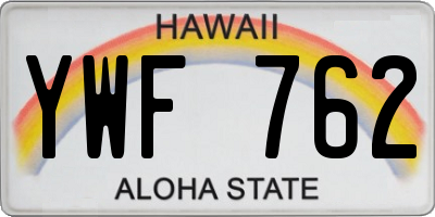 HI license plate YWF762