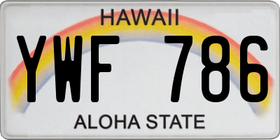HI license plate YWF786