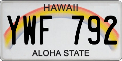 HI license plate YWF792