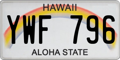 HI license plate YWF796