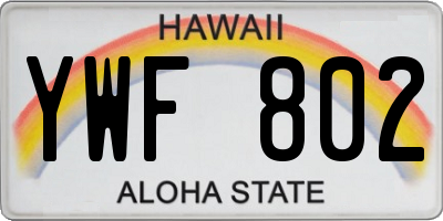 HI license plate YWF802