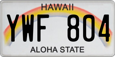 HI license plate YWF804