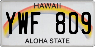 HI license plate YWF809