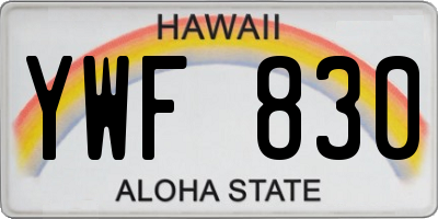 HI license plate YWF830