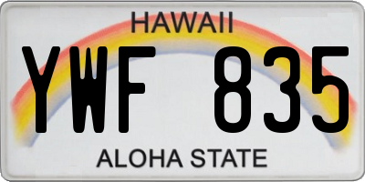 HI license plate YWF835