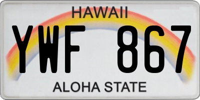 HI license plate YWF867