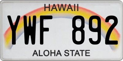 HI license plate YWF892