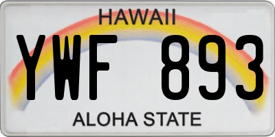 HI license plate YWF893