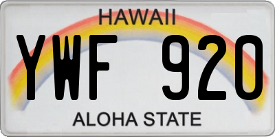 HI license plate YWF920