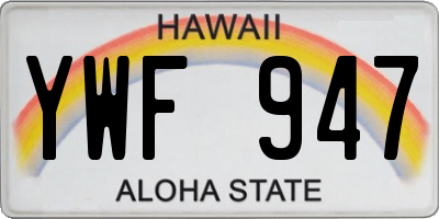 HI license plate YWF947