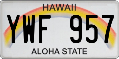 HI license plate YWF957