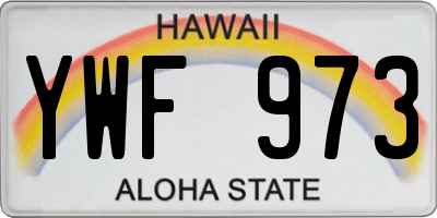 HI license plate YWF973
