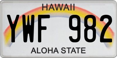 HI license plate YWF982