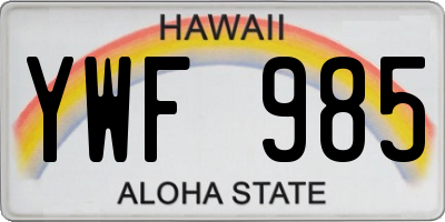 HI license plate YWF985
