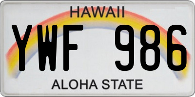 HI license plate YWF986