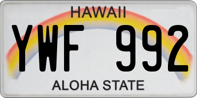 HI license plate YWF992