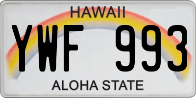 HI license plate YWF993