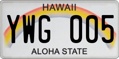 HI license plate YWG005