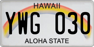 HI license plate YWG030