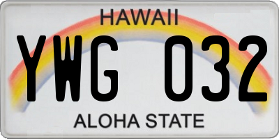 HI license plate YWG032