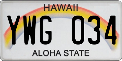 HI license plate YWG034