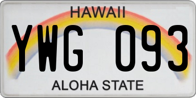 HI license plate YWG093