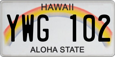 HI license plate YWG102
