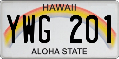 HI license plate YWG201