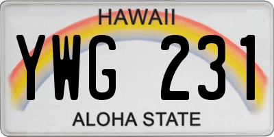 HI license plate YWG231