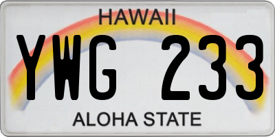 HI license plate YWG233