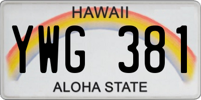 HI license plate YWG381