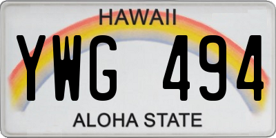 HI license plate YWG494