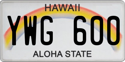 HI license plate YWG600