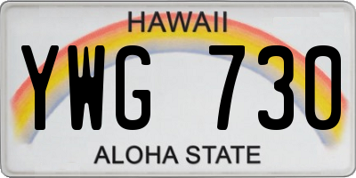 HI license plate YWG730