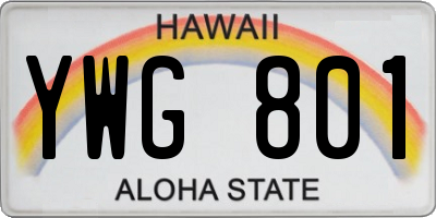 HI license plate YWG801