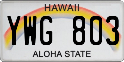 HI license plate YWG803