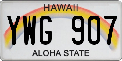 HI license plate YWG907
