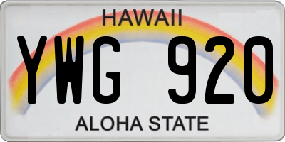 HI license plate YWG920