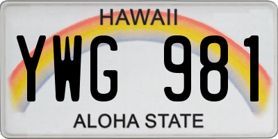 HI license plate YWG981