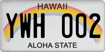 HI license plate YWH002
