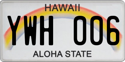 HI license plate YWH006