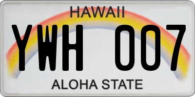 HI license plate YWH007